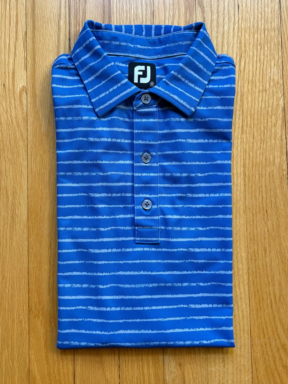 FootJoy Golf Men’s Short Sleeve Performance Polo Medium Blue Unique Stripes